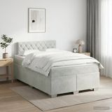 vidaXL Lit à sommier tapissier avec matelas, gris clair, 120 x 200 cm, velours