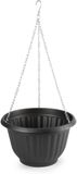 Plasticforte Plantenpot - hangend - kunststof - antraciet - D25 x H15 cm - bloempot aan ketting