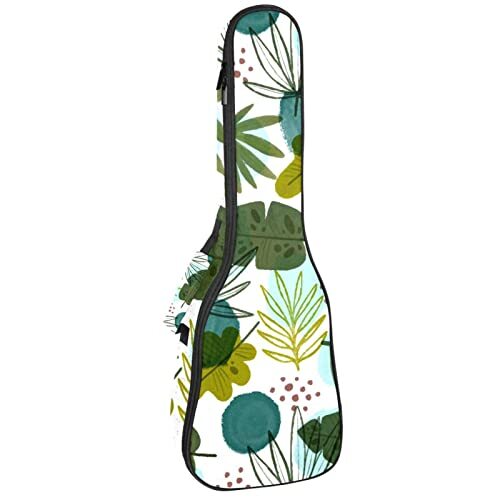 Mersov Concert Ukelele Rugzak, Heavy Duty Ukulele Case Bag met Opslag, Sopraan Concert Tenor Ukelele 10MM Gewatteerde BagBotanische Verschillende Bladeren