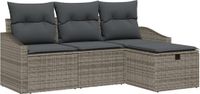 vidaXL Bankstel 2-zits Polyrattan Grijs/Donkergrijs