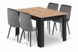 LEOBERT Eethoek - Table à manger - NP 120x80 Craft avec Pieds Noirs + 4 Chaises LAVA Gris avec Pieds Noirs, Design Moderne