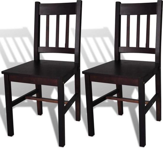 vidaXL Eetkamerstoelen 2 stuks grenenhout donkerbruin