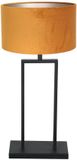 Steinhauer Zwarte tafellamp Stang 3859ZW met E27 fitting, goud velours stoffen kap en metalen basis