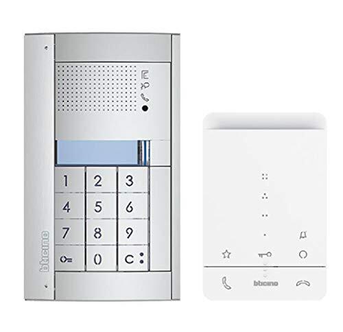 BTicino Legrand, 364235 Audio-deurintercomset, 2-draads voor het 1-gezinshuis met SFERA Allmetal Audio-deurstation + cijfercode/codelok, klasse 100 A16E audio-binnenplaats, voeding, voeding