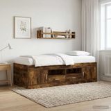 vidaXL Bedombouw met opslag Gerookt eiken 80 x 200 cm Bewerkt hout