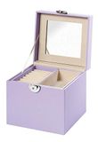 Clauss BC-10050 Fluwelen sieradendoosje spiegel in deksel cadeau PU-leer 15 x 15 x 15 cm