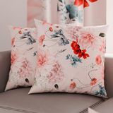 PETTI Artigiani Italiani - Paar kussenslopen 50 x 50 cm van microvezel, decoratief kussen voor slaapkamer, bank, woonkamer, set van 2 kussenslopen, bloemenpatroon 19 poeder, 100% Made in Italy