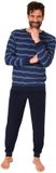 Normann Heren pyjama in badstof met manchetten in een stijlvolle blokstreep-look - ook in oversize