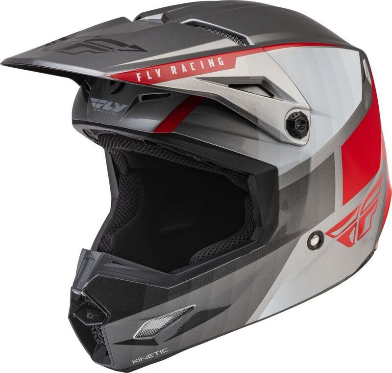 Fly Racing Kinetic Drift Helm - Grijs/Rood - 2023