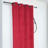 HomeMaison Verduisterend en isolerend ribfluwelen gordijn - Rood - Polyester