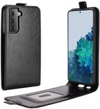 Merkloos Samsung Galaxy S21 5G R64 Textuur Enkele Verticale Flip Lederen Beschermhoes met Kaartsleuven & Fotolijst (Zwart)
