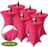 Aventara Statafelrok Roze x 6 – ∅80-85 x 110 cm met Opbergtas – Statafelhoes Stretch Stof – Kras- en Vouwvrije Statafel Rok Extra Dik – Sta Tafelrok - 6 Stuks – Statafelhoezen Voor Horeca, Evenementen, Feest, Bruiloft en Partijen