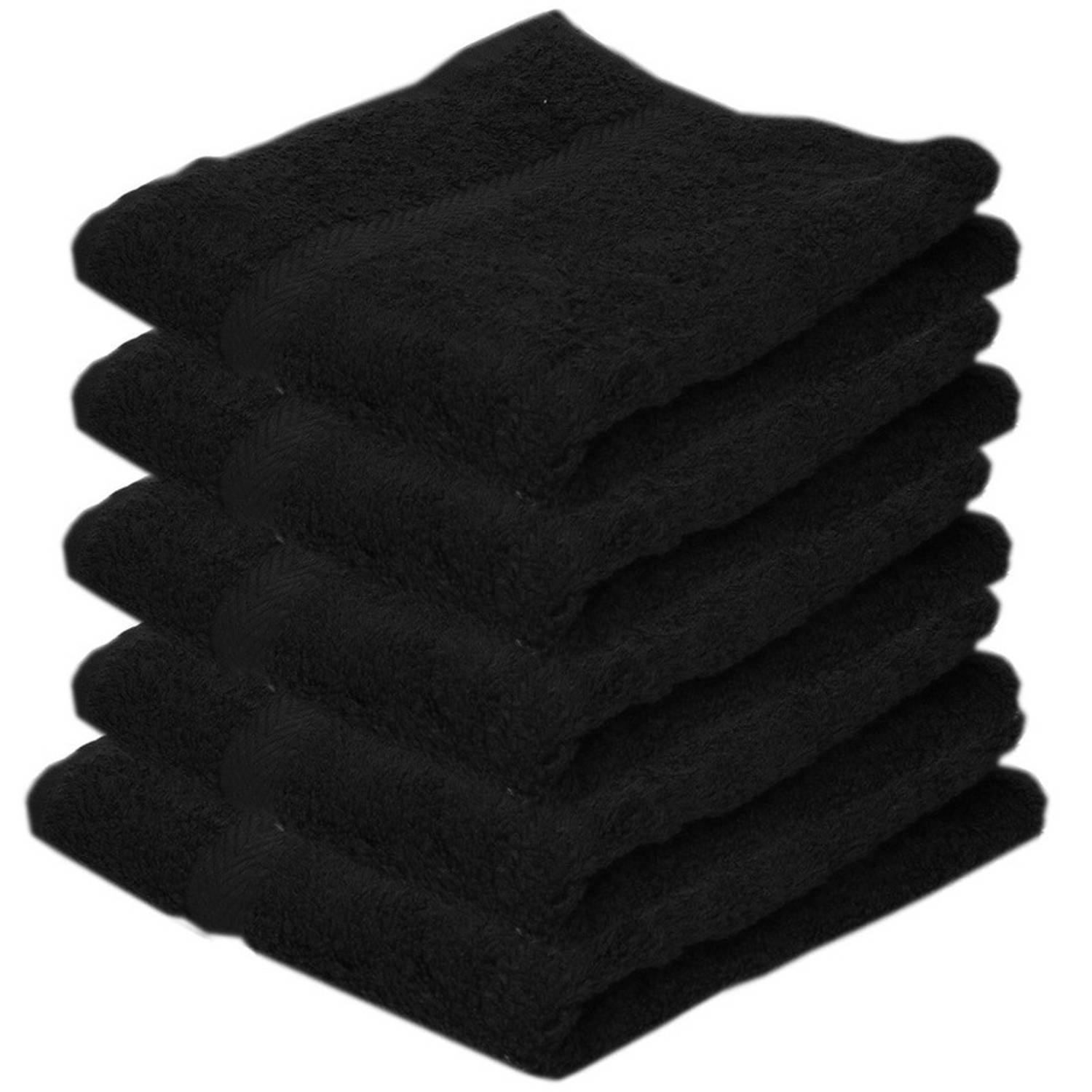 Towelcity 5x Luxe handdoeken zwart 50 x 90 cm - 550 grams