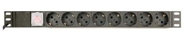 Energenie 19 inch stekkerdoos | schakelaar | CEE 7/7 - 8x CEE 7/3 | 1U | zwart | 3 meter