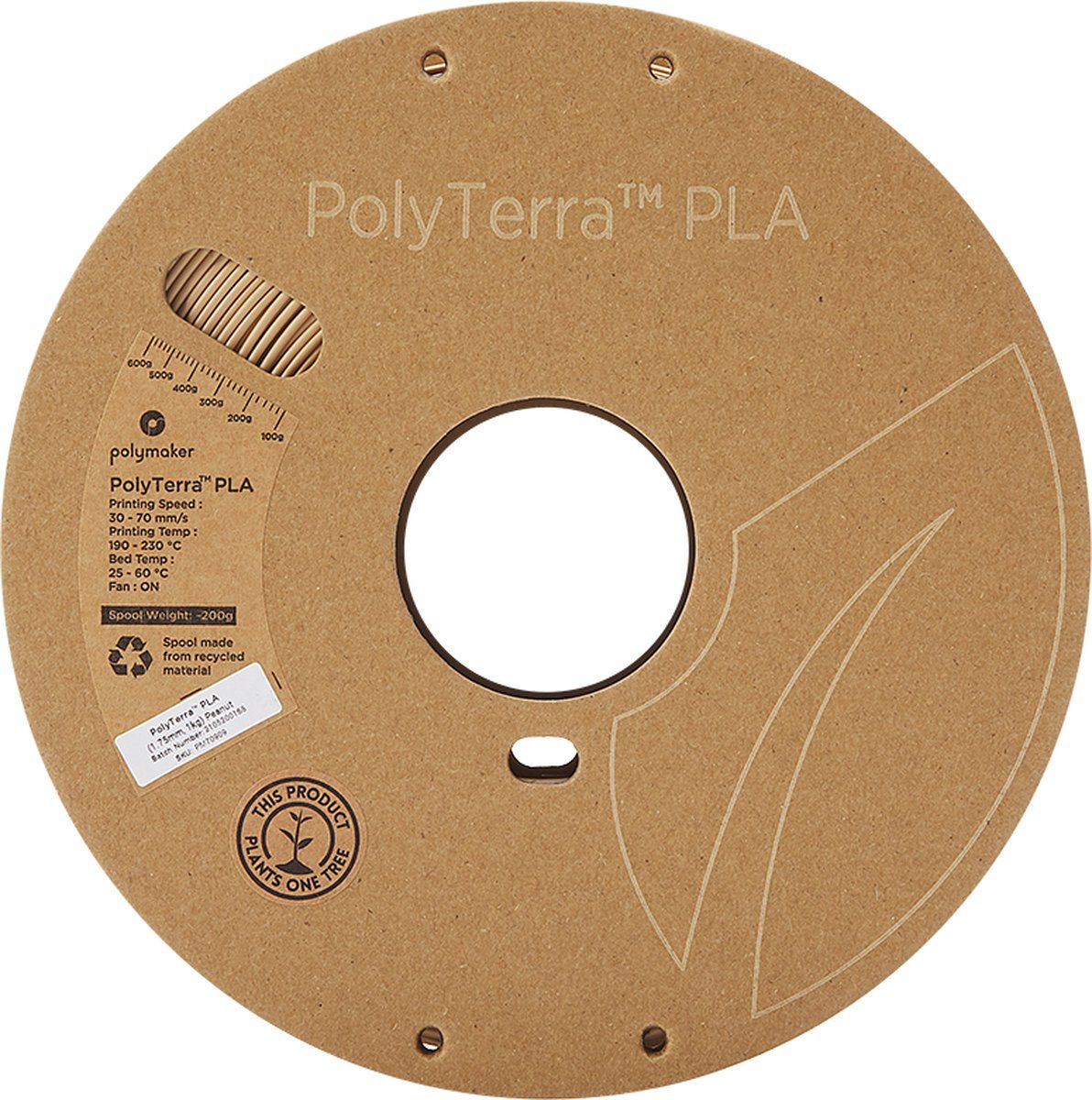 PolyMaker PolyTerra PLA 1.75mm - Peanut - Bruin