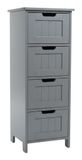 Relaxdays badkamerkast, 4 lades, MDF, smal, bijzetkast voor badkamer, hal, keuken, grijs 82x30x30 cm