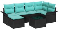 vidaXL - Banc de jardin - Ensemble - 4 places assises - Noir - Polyrattan