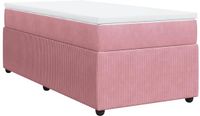 vidaXL Boxspring met matras fluweel roze 80x200 cm