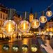 Guirlande lumineuse, 15 mètres de long, avec 25 lampes LED, IP44, lumière blanc chaud, avec télécommande