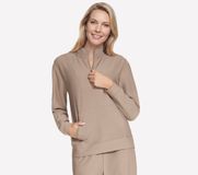 Skechers GOLUXE RIB 1/4 ZIP Dames Trui - Desert - Maat S