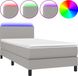 vidaXL Boxspringbed met matras en LED-verlichting, lichtgrijs, 100x200 cm, stof