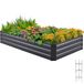 Quictent Lit de jardin surélevé, bac à fleurs en métal, serre sans fond, 180 x 90 x 30 cm, Gris