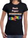Bellatio Decorations Gaypride Rock Paper Scissors t-shirt - zwart lesbo shirt voor dames - Gay pride XS