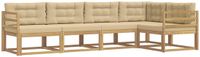 vidaXL - Hoek loungeset - 5 zitplekken - Polyester - Wit en Beige