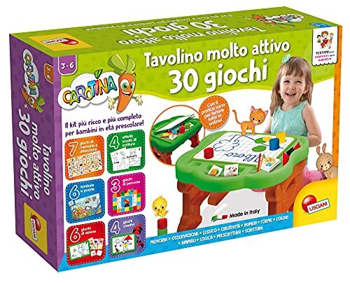 Liscianigiochi Lisciani Giochi Carotina 90075 Zeer actieve tafel met 30 spellen, nieuwe editie, meerkleurig,