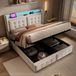 MODFU Gestoffeerd Tweepersoonsbed – 140x200 cm – USB-C & LED – Opbergruimte – Katoen-Linnen – Beige