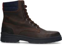 Manfield Heren Donkerbruine Leren Veterboots Maat 41