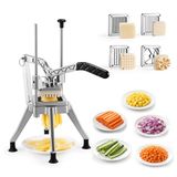 VEVOR Frietsnijder met 4 reservemessen van 1,3 cm, 0,9 cm, 0,6 cm en 6 wiggen, groentesnijder, stabiele standaard in 4 hoeken, voor restaurants, keukens