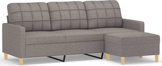 vidaXL Driezitsbank met voetenbank 180 cm stof taupe