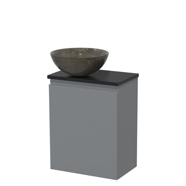 Maxaro Toiletmeubel Modulo Middengrijs Greeploos 41 cm Mat Zwart Blad