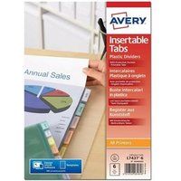 Avery Insteekbaar - Polypropyleen (PP) - 180 micron - transparant - A4 Plus (260 x 300 mm) 6 stuks tab-verdelers