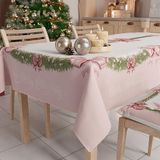 PETTI Artigiani Italiani - Kerst Tafelkleed Vlekbestendig Rechthoekig Tafelkleed voor Keuken, Motief Roze Strik, 140x180 cm, 100% Made in Italy