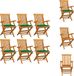 vidaXL Tuinstoelenset - Teakhout - 6 stoelen - Groen kussen - Tuinstoel