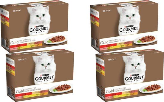 Gourmet Gold Multipack Fijne Hapjes Rood - 4 x 12 x 85 gr
