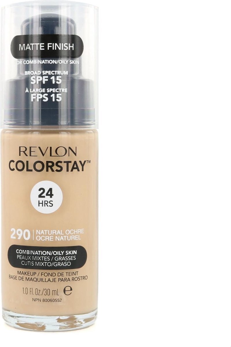 Revlon Colorstay Liquid Foundation Make-up voor combinatie/vette huid SPF 15, longwear medium volledige dekking met matte afwerking, natuurlijke oker (175), 30 ml