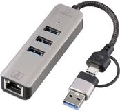 Renkforce RF-EAWH-300 RF-6856046 USB-hub 3 poorten USB-A, RJ45 USB 3.2 Gen1 5 GBit/s avec connexion réseau intégrée Gris