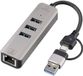 Renkforce RF-EAWH-300 RF-6856046 USB-hub 3 poorten USB-A, RJ45 USB 3.2 Gen1 5 GBit/s avec connexion réseau intégrée Gris
