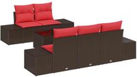 vidaXL Tuinbank Set 6-delig Beige en Rood Polyrattan