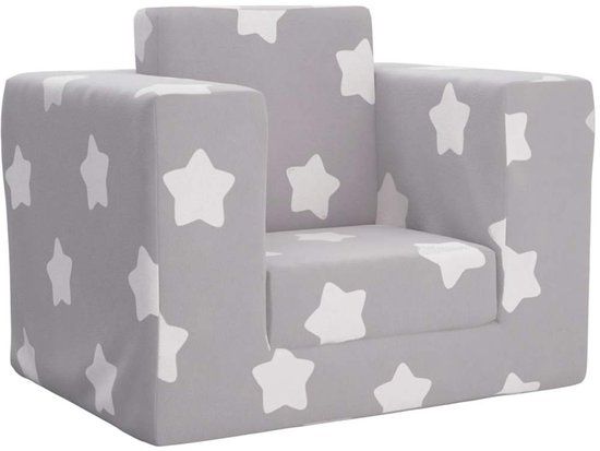 vidaXL Kinderslaapbank met sterren zacht pluche lichtgrijs