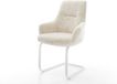 DELIFE Chaise à patins Zelia-Flex avec accoudoir, blanc crème, tissu, métal, 53 cm hauteur d'assise
