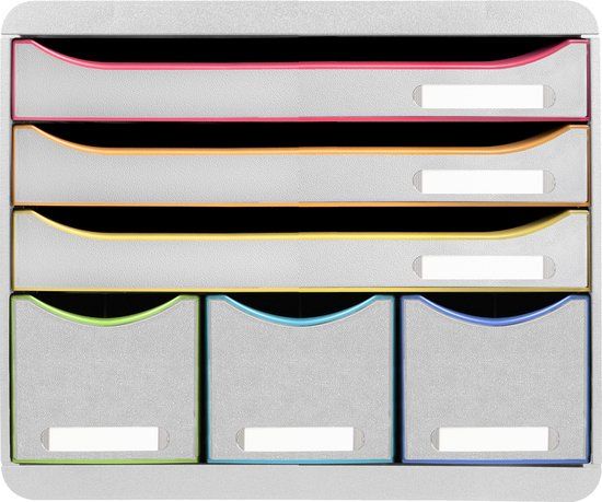 Exacompta Individuele box met 6 laden Store-Box Black Office - Wit/harlekijn