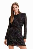 Desigual Jurk 'LENSY' geel / groen / pink / zwart