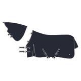 Imperial Riding Outdoordeken IRHBasic 400 g, highneck, winterdeken, weerbestendig materiaal, vouw, 600D polyester, kruisriem, staart- en beenkoord, marineblauw, 155