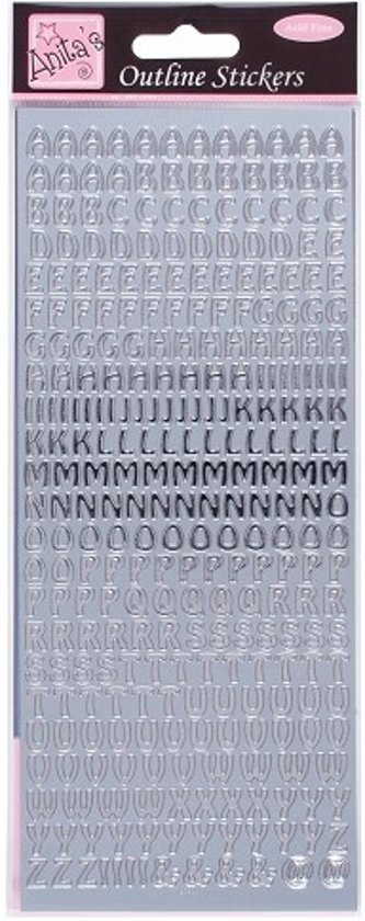 - Outline Stickers Capital Letters Zilver