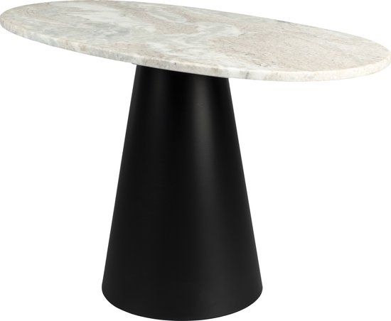 Dutchbone Jared Salontafel Ovaal Marmer Grijs/ Zwart - Retro & Vintage