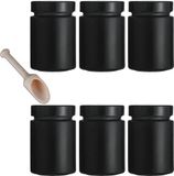 Merkloos 6 zwarte kruidenpotjes 190 ml